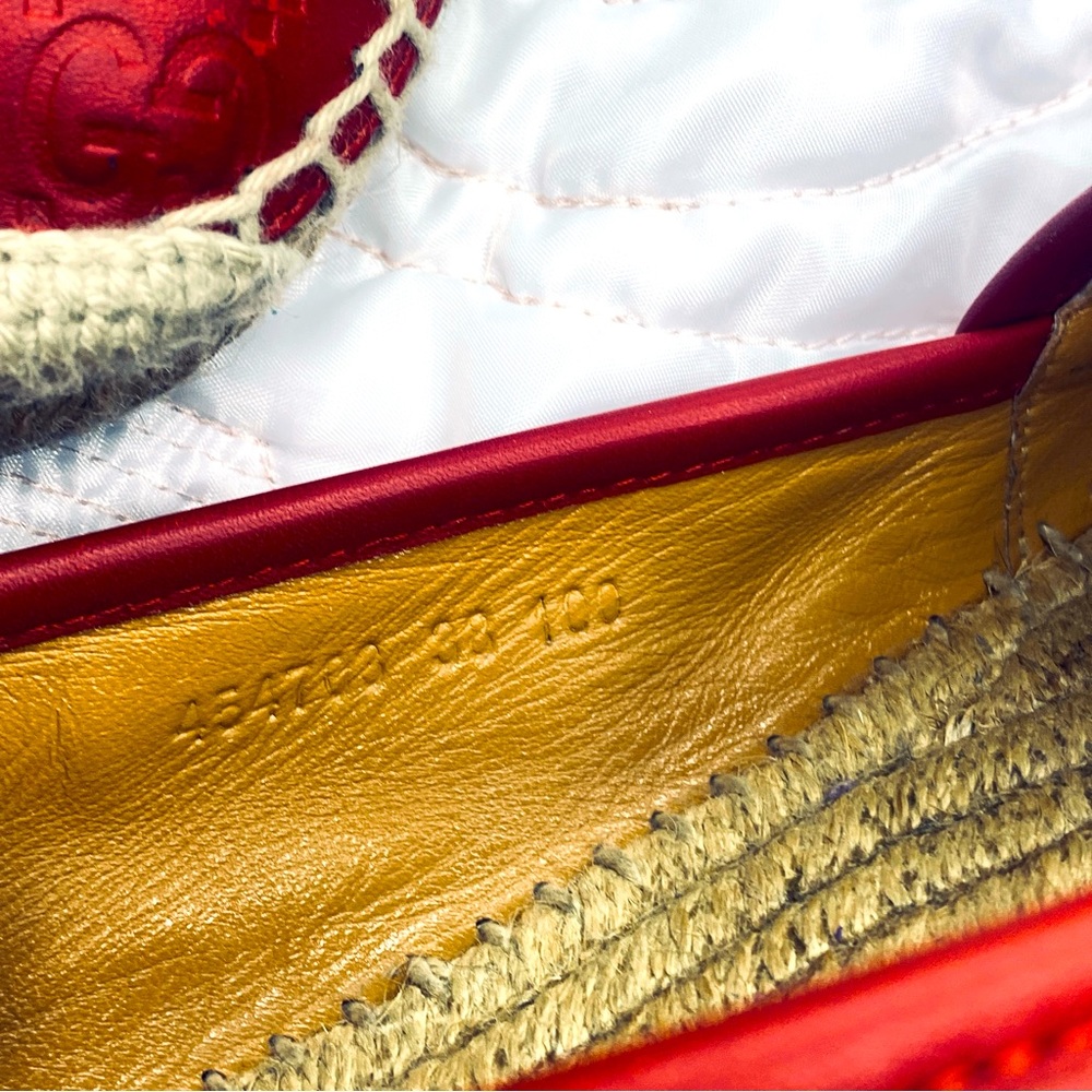 Gucci Red Leather Espadrilles with GG Signature Size 38 - Picture 7 of 10